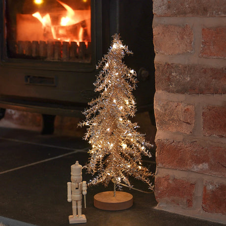 Tinsel LED Mini Christmas Tree Battery Operated