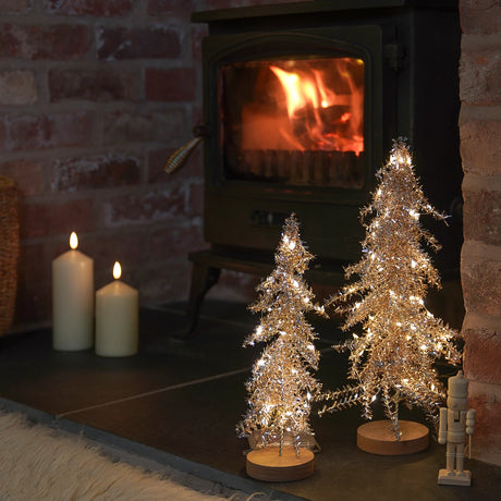 Tinsel LED Mini Christmas Tree Battery Operated