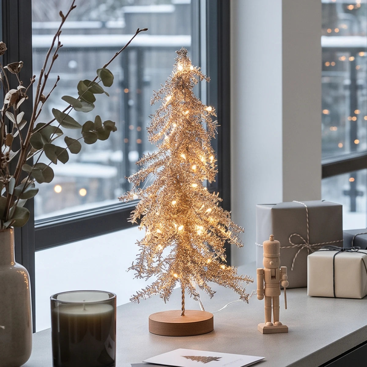 Tinsel LED Mini Christmas Tree Battery Operated