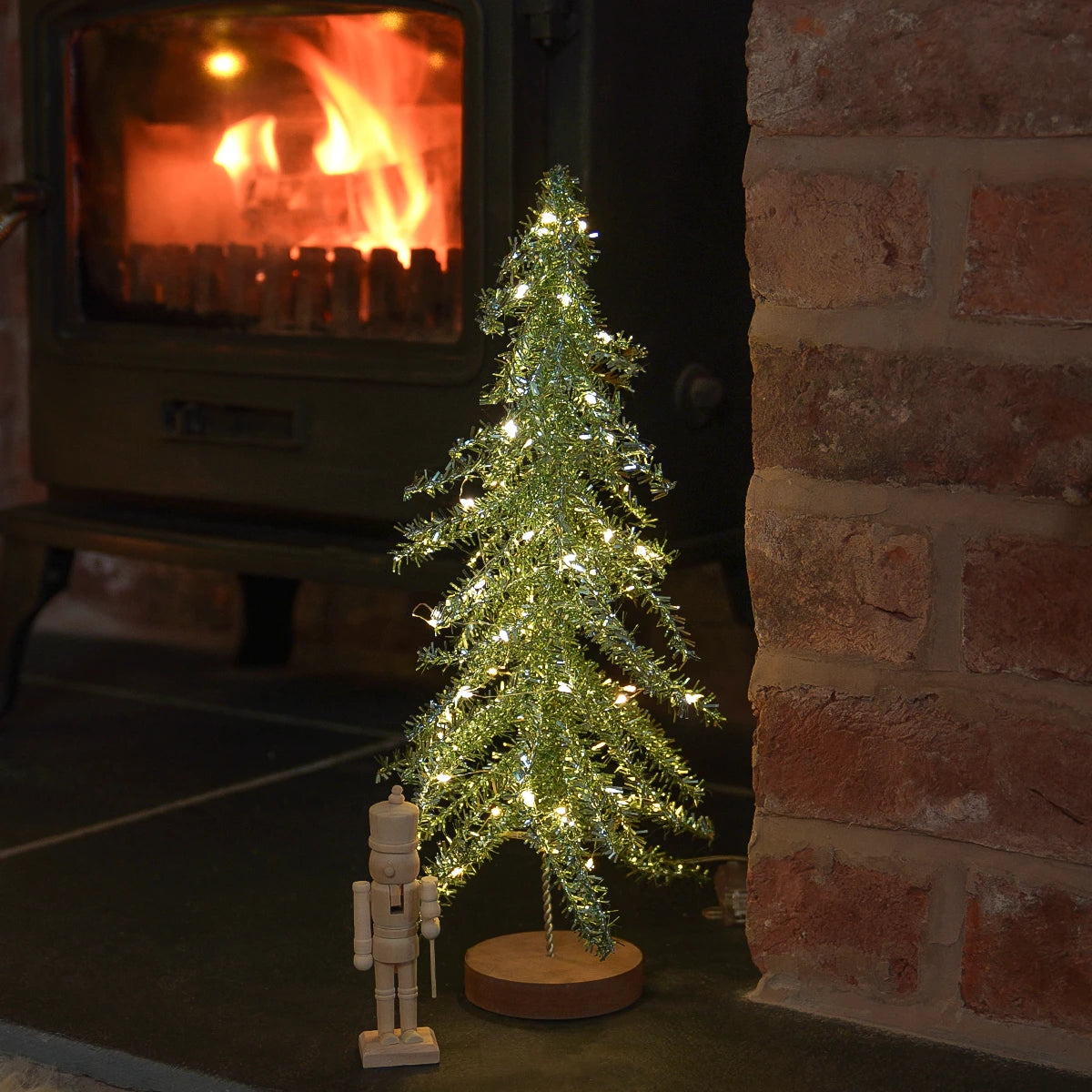 Tinsel LED Mini Christmas Tree Battery Operated