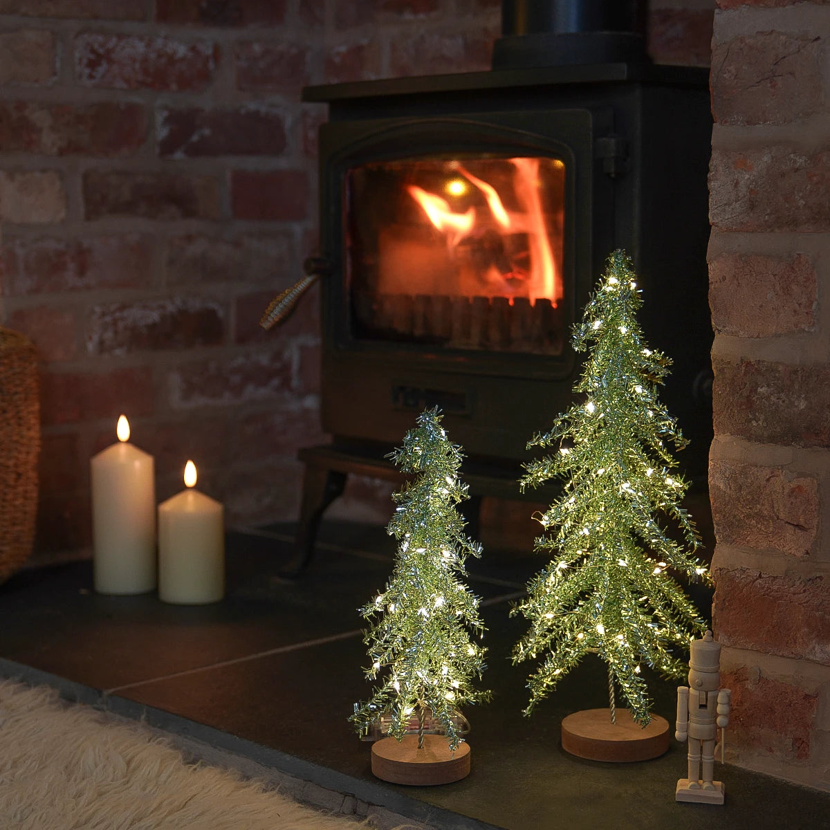 Tinsel LED Mini Christmas Tree Battery Operated