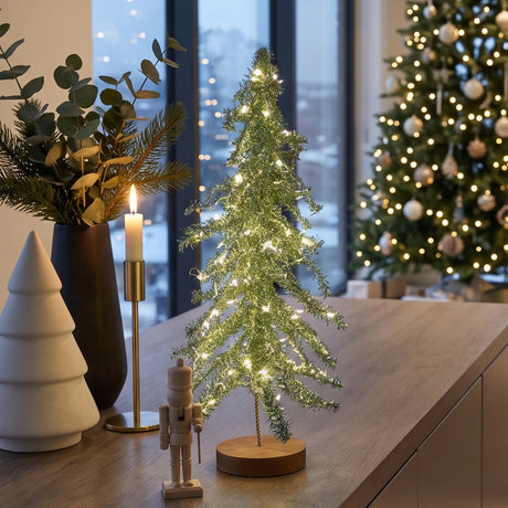 Tinsel LED Mini Christmas Tree Battery Operated