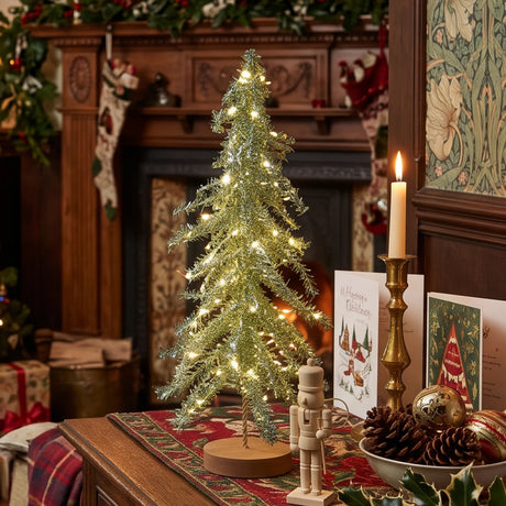 Tinsel LED Mini Christmas Tree Battery Operated