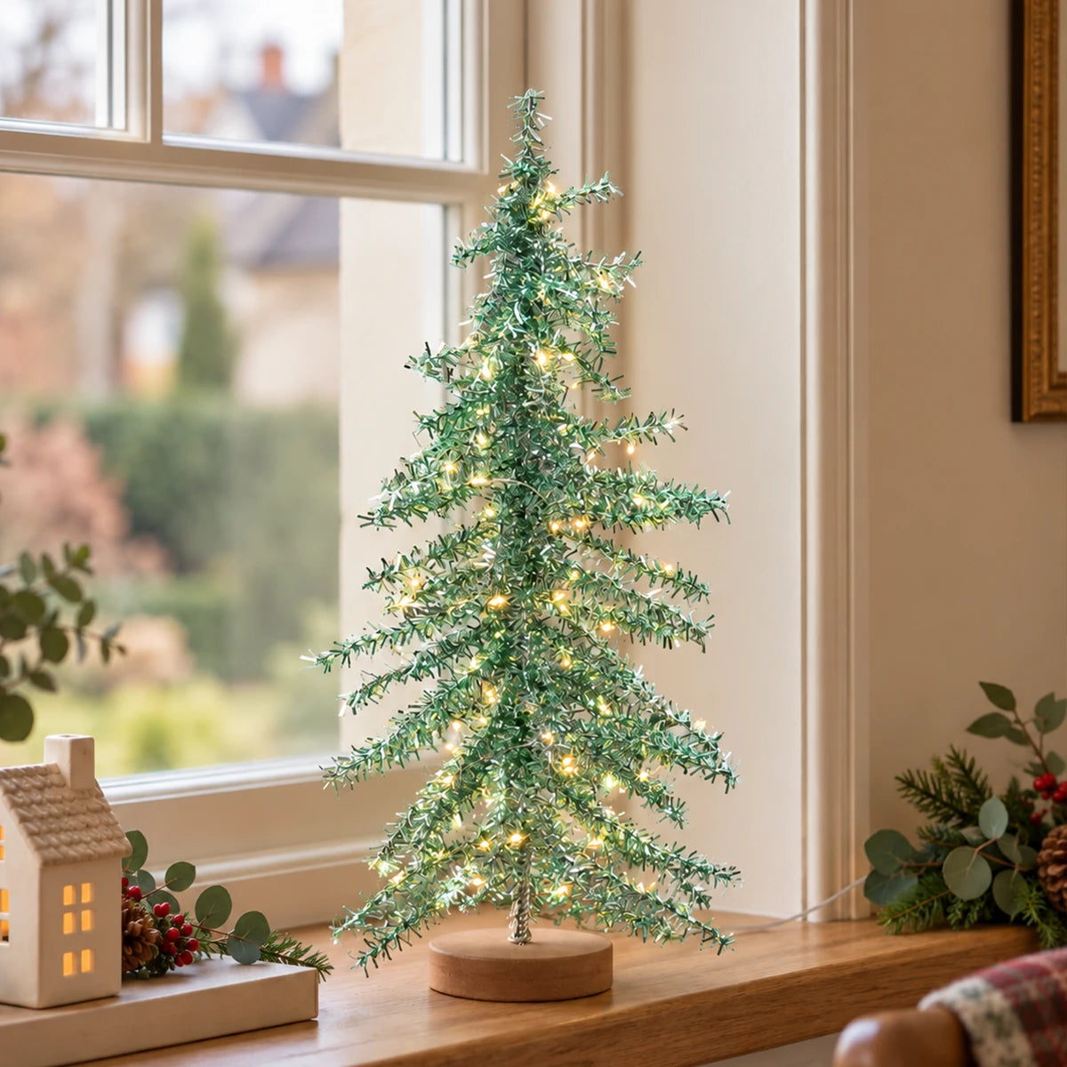 Tinsel LED Mini Christmas Tree Battery Operated