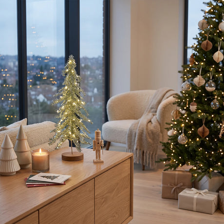 Tinsel LED Mini Christmas Tree Battery Operated