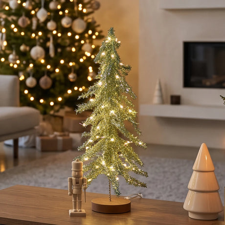 Tinsel LED Mini Christmas Tree Battery Operated