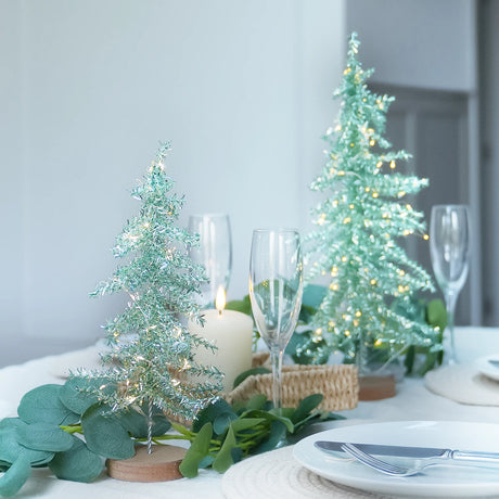 Tinsel LED Mini Christmas Tree Battery Operated