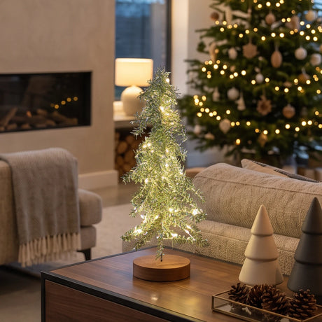Tinsel LED Mini Christmas Tree Battery Operated