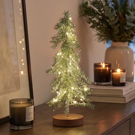 Tinsel LED Mini Christmas Tree Battery Operated