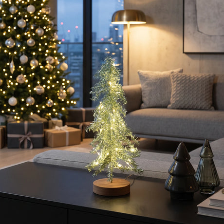 Tinsel LED Mini Christmas Tree Battery Operated