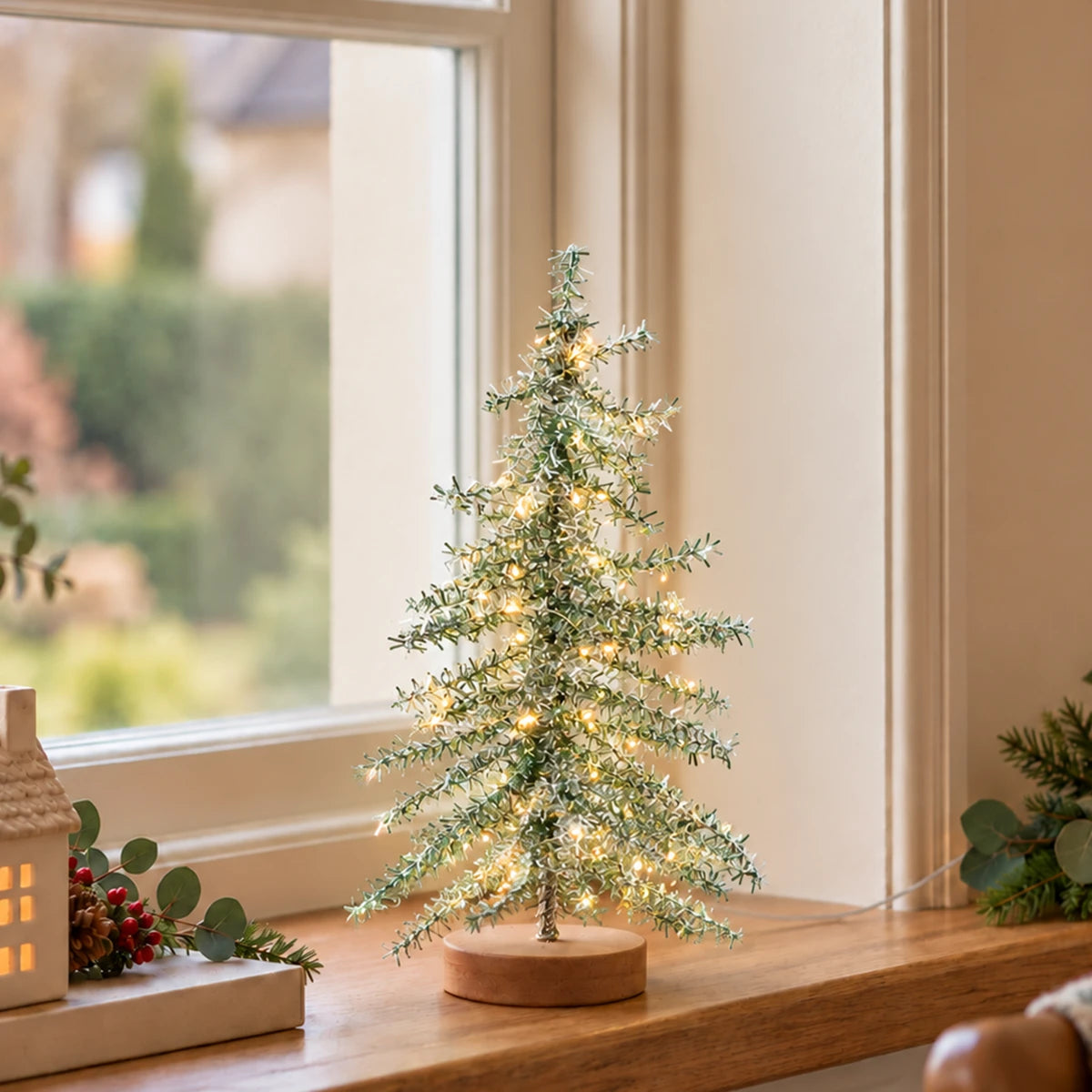 Tinsel LED Mini Christmas Tree Battery Operated