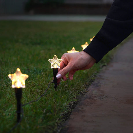 10 Star Stake Lights Battery Operated Christmas Garden Lights Warm White LEDs
