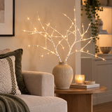 2 x White Birch Battery Twig Lights 70 Warm White LEDs