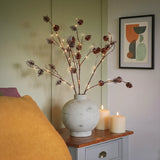 3 x Snowy Pinecone Battery Twig Lights 60 Warm White LEDs