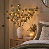 3 x Snowy Pine Battery Twig Lights 36 Warm White LEDs