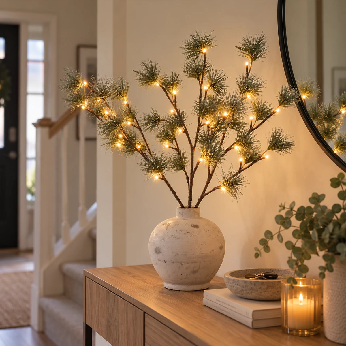 3 x Snowy Pine Battery Twig Lights 36 Warm White LEDs