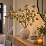 3 x Snowy Pine Battery Twig Lights 36 Warm White LEDs