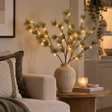 3 x Snowy Pine Battery Twig Lights 36 Warm White LEDs