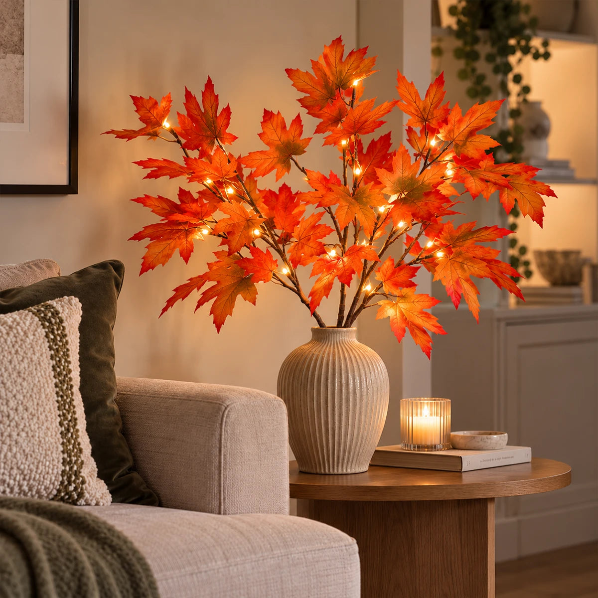 3 x Maple Leaf Battery Branch Light 90 Warm White LEDs