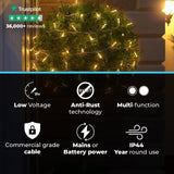 ConnectGo® Warm White Connectable Outdoor Fairy Lights Clear Rubber Cable