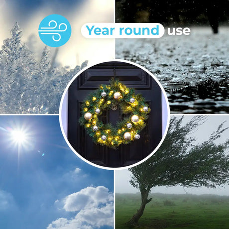 60cm Warm White ConnectGo Wreath with Gold and Silver Baubles