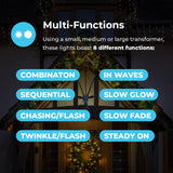 Outdoor ConnectGo® Christmas Garland with Baubles & Pinecones, Warm White LEDs