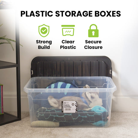 3 x Underbed Stackable Plastic Storage Boxes with Lids