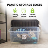 3 x Stackable Plastic Storage Boxes with Lids