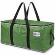 A green waterproof storage duffel bag with black handles and trim, featuring a white brand patch on the front, set against a plain white background.
