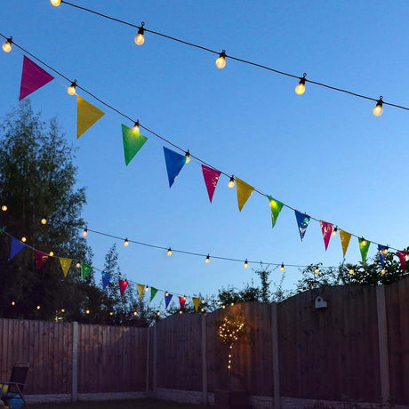 Outdoor Festoon Lights, Connectable, Warm White LEDs, Clear Bulbs, Black Cable