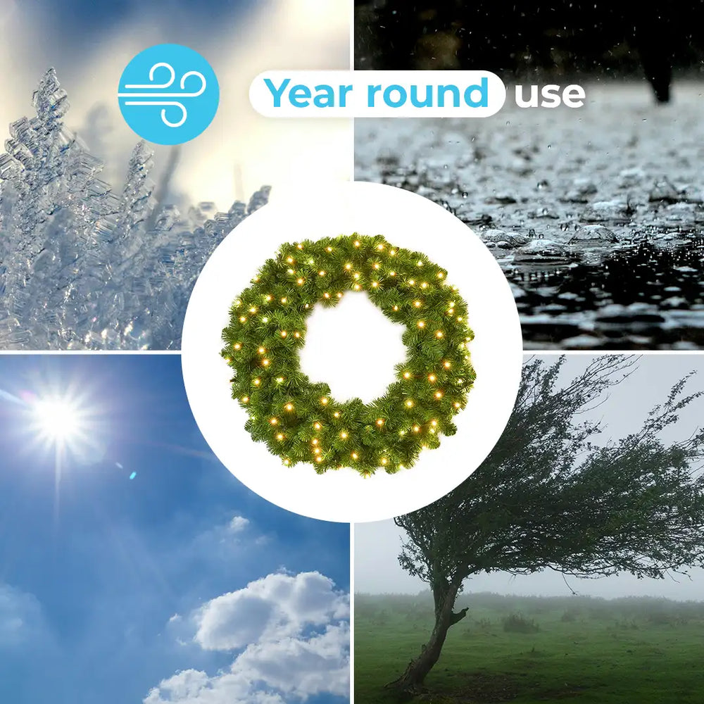 ConnectGo® 90cm Pre Lit Connectable Christmas Wreath Colorado Spruce