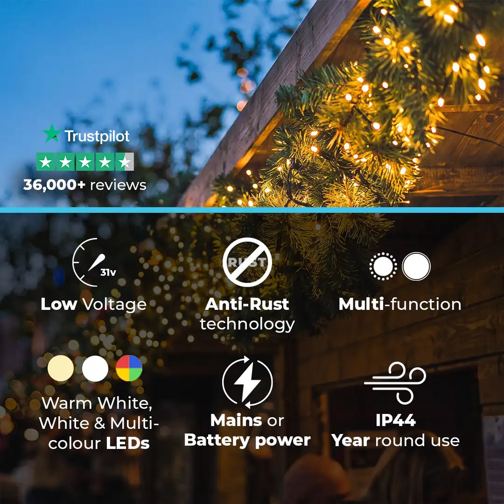 ConnectGo® Pre Lit Connectable Outdoor Christmas Garland Colorado Spruce