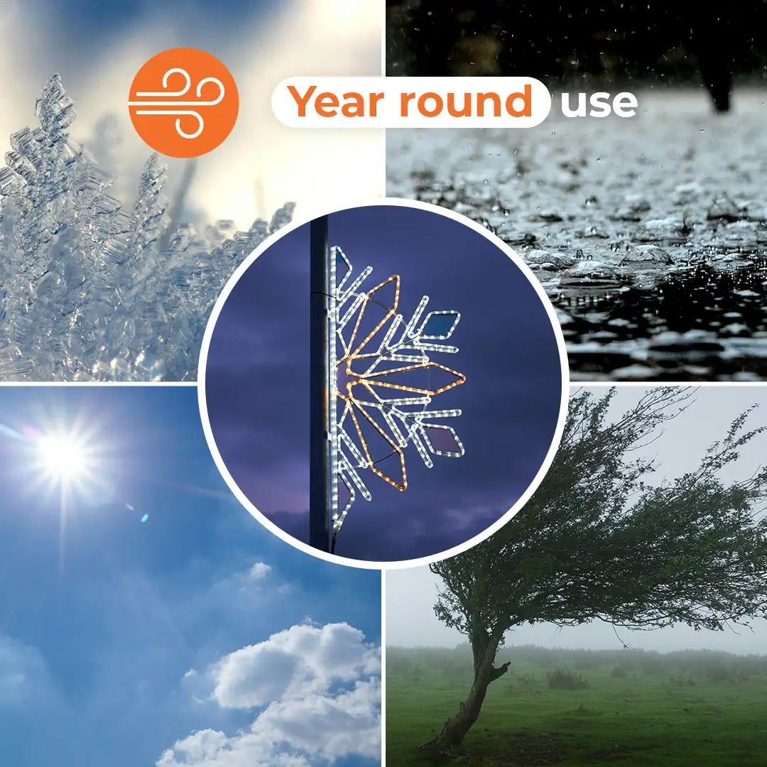 ConnectPro® 1.2m Snowflake Outdoor Lamp Post Motif Commercial Christmas Light