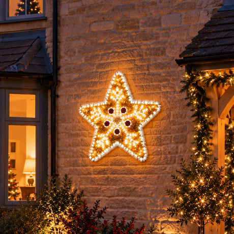 1m Tinsel Star Outdoor Christmas Silhouette Light
