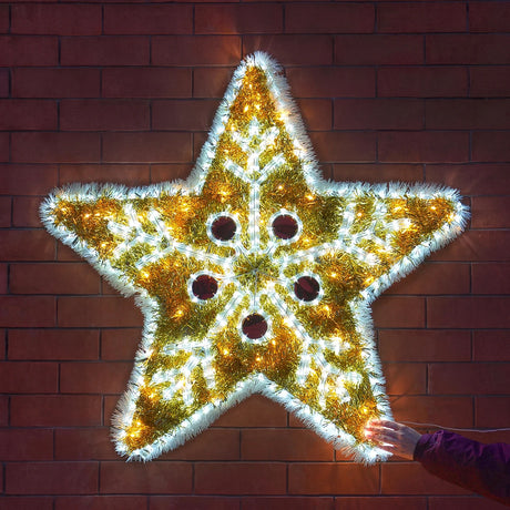 1m Tinsel Star Outdoor Christmas Silhouette Light