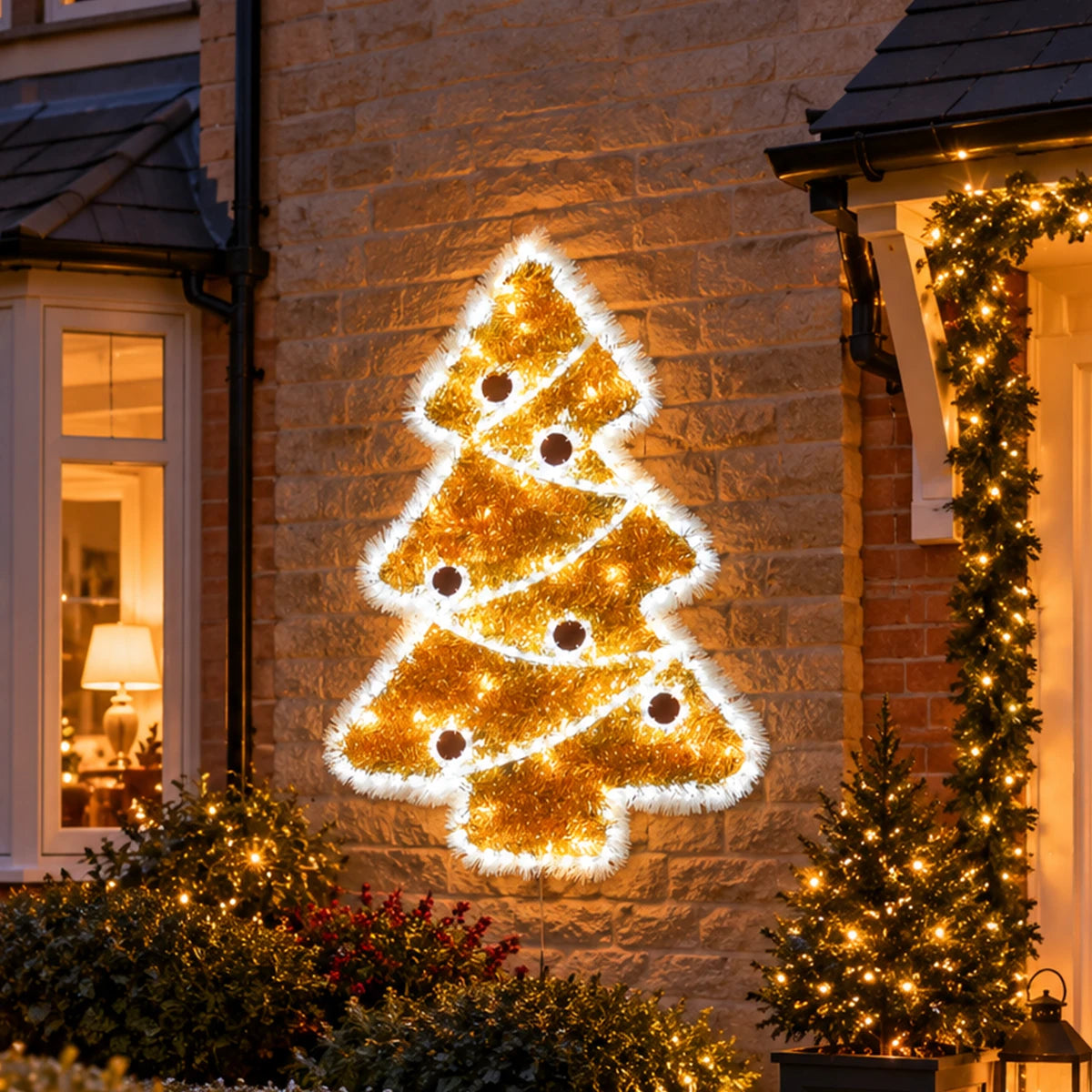 75cm Tinsel Christmas Tree Outdoor Silhouette Light