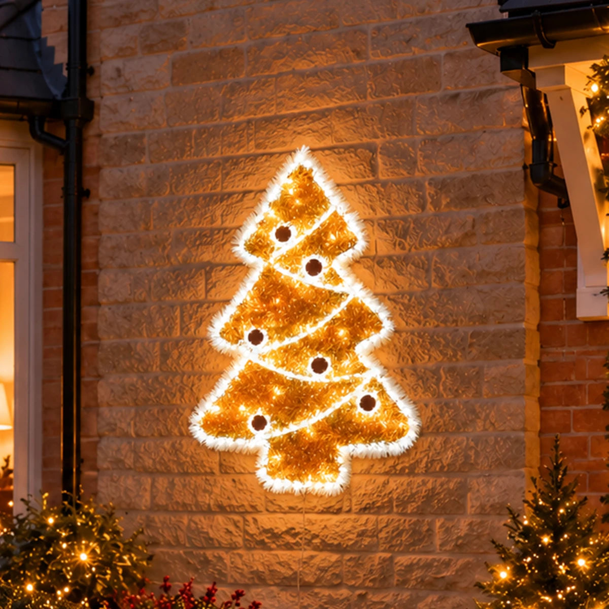 75cm Tinsel Christmas Tree Outdoor Silhouette Light