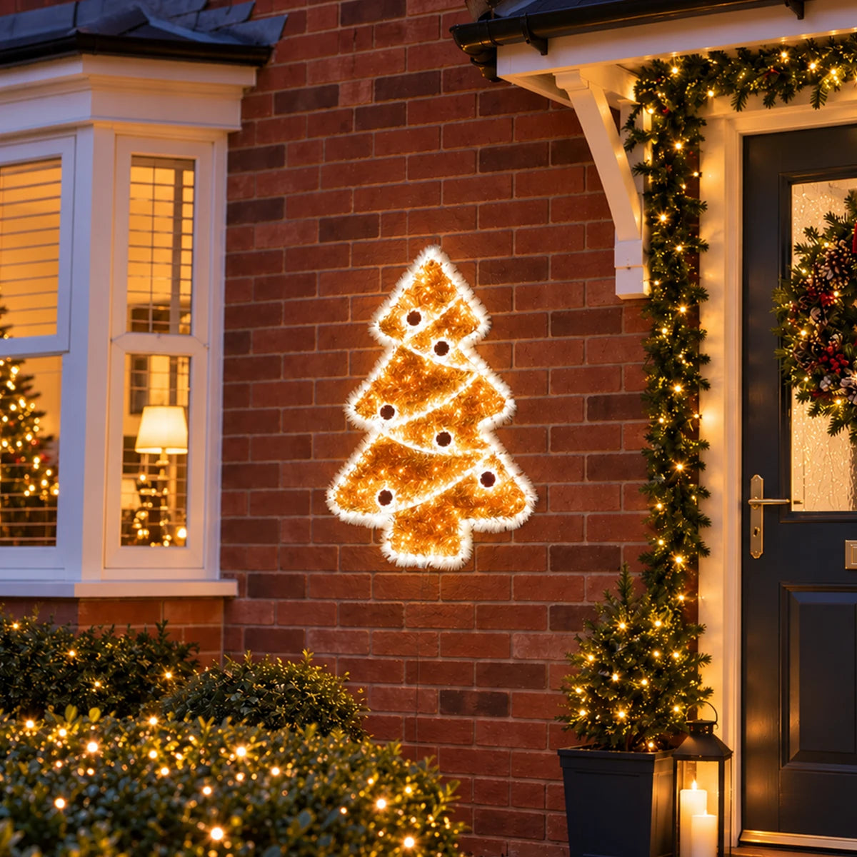 75cm Tinsel Christmas Tree Outdoor Silhouette Light