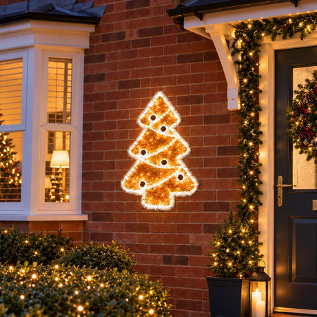75cm Tinsel Christmas Tree Outdoor Silhouette Light