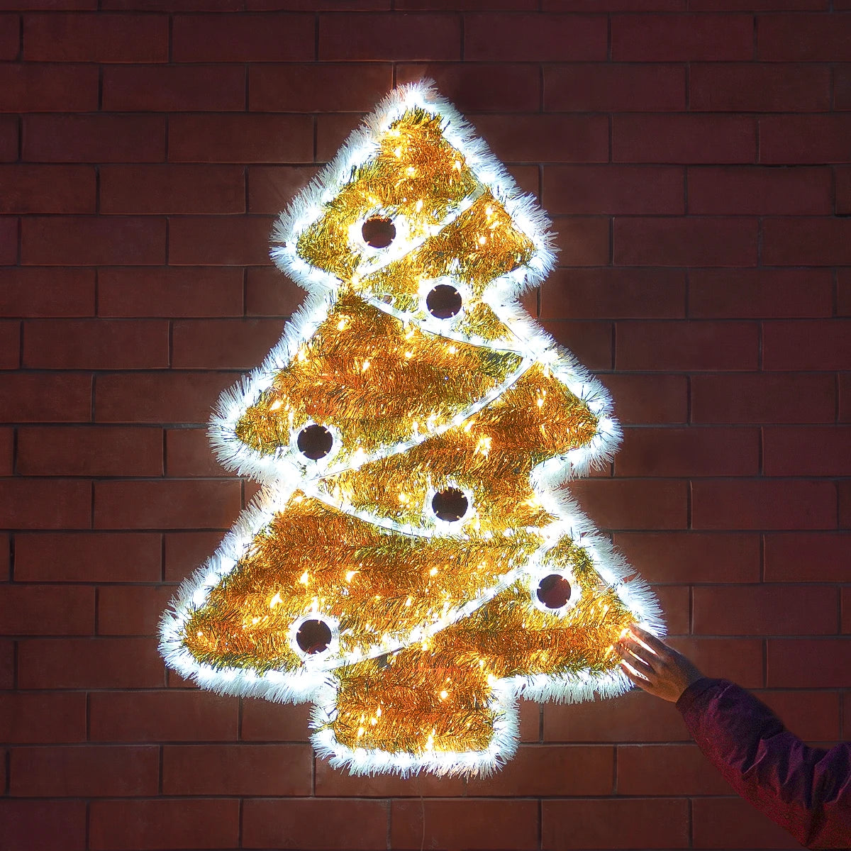 75cm Tinsel Christmas Tree Outdoor Silhouette Light