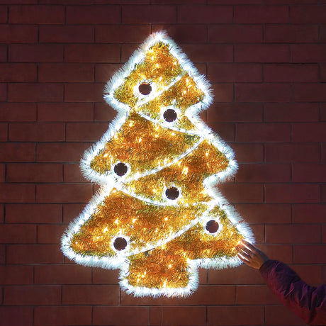 75cm Tinsel Christmas Tree Outdoor Silhouette Light