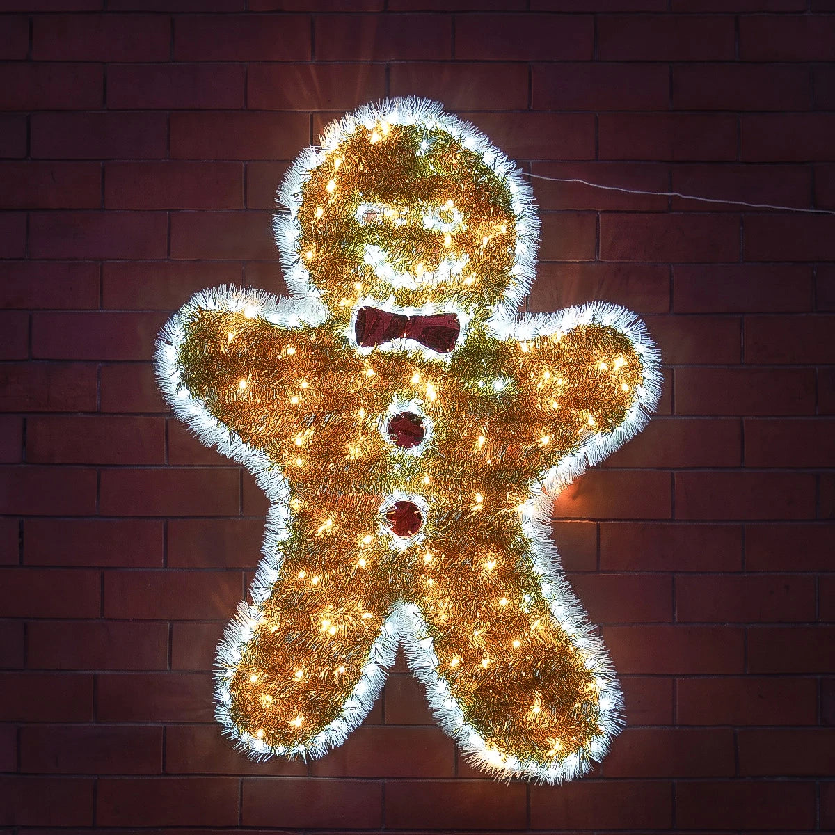 79cm Tinsel Gingerbread Man Outdoor Christmas Silhouette Light