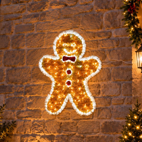 79cm Tinsel Gingerbread Man Outdoor Christmas Silhouette Light