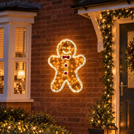 79cm Tinsel Gingerbread Man Outdoor Christmas Silhouette Light