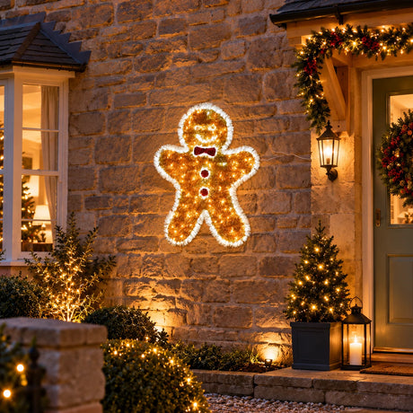 79cm Tinsel Gingerbread Man Outdoor Christmas Silhouette Light