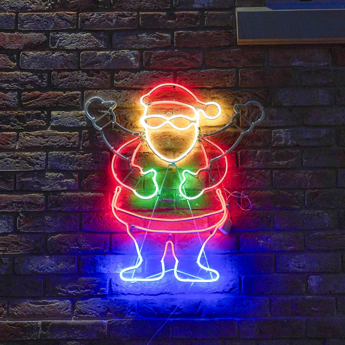 70cm Animated Outdoor Santa Silhouette Neon Christmas Light