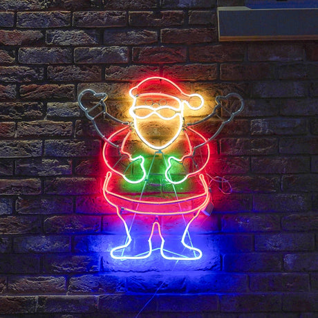 70cm Animated Outdoor Santa Silhouette Neon Christmas Light