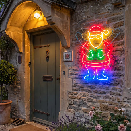 70cm Animated Outdoor Santa Silhouette Neon Christmas Light