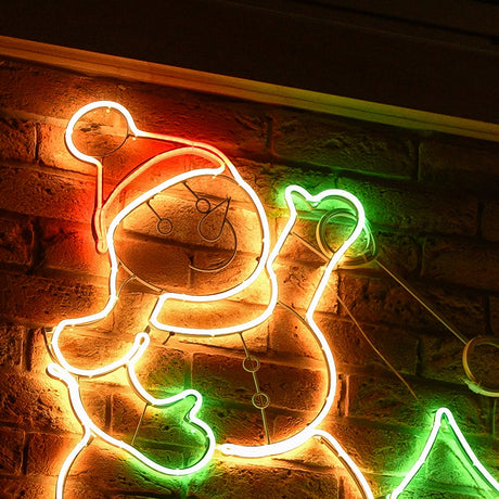 71cm Animated Outdoor Snowman & Penguin Christmas Silhouette Neon Light