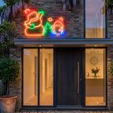 71cm Animated Outdoor Snowman & Penguin Christmas Silhouette Neon Light